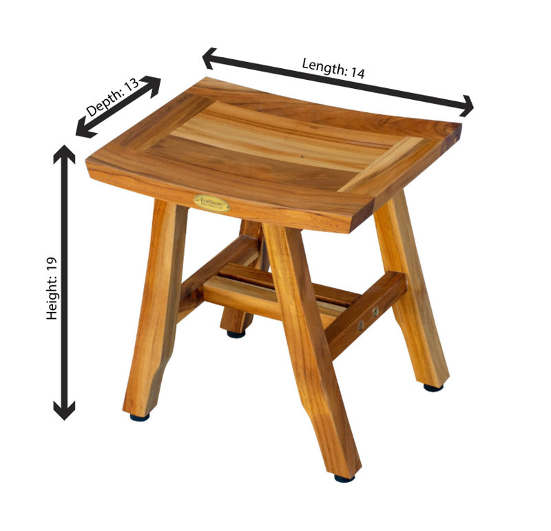 EcoDecors Satori EcoDecors 14 inch Teak Shower Stool Small Bathroom Stool Teak Shower Shaving Foot Rest Teak Shower Shaving Stool 14 Inch width 14 Inch Height Natural Teak Reviews Wayfair